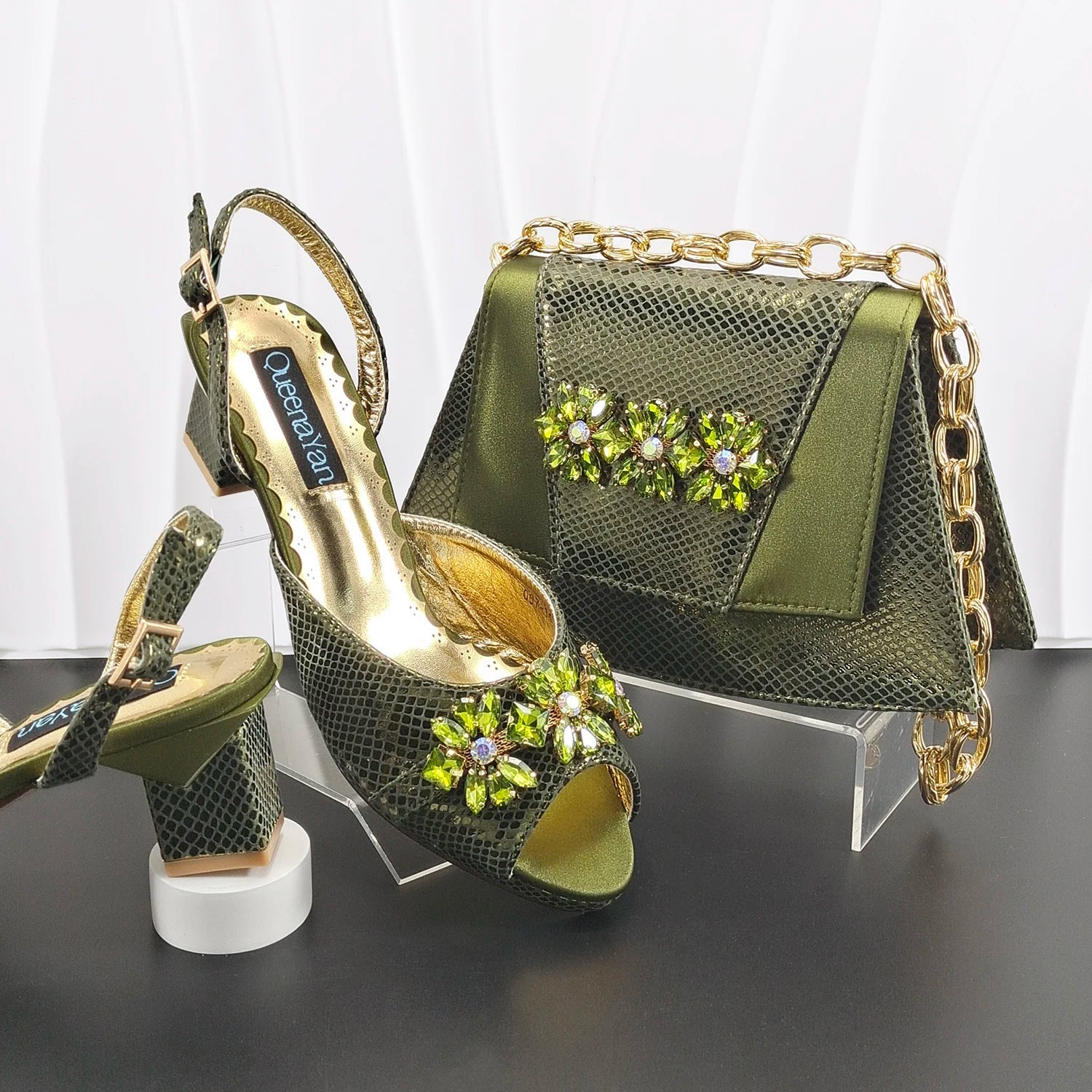doershow African fashion Italian Shoes And Bag Sets For Evening Party With Stones gold Italian Handbags Match Bags! HM1-1