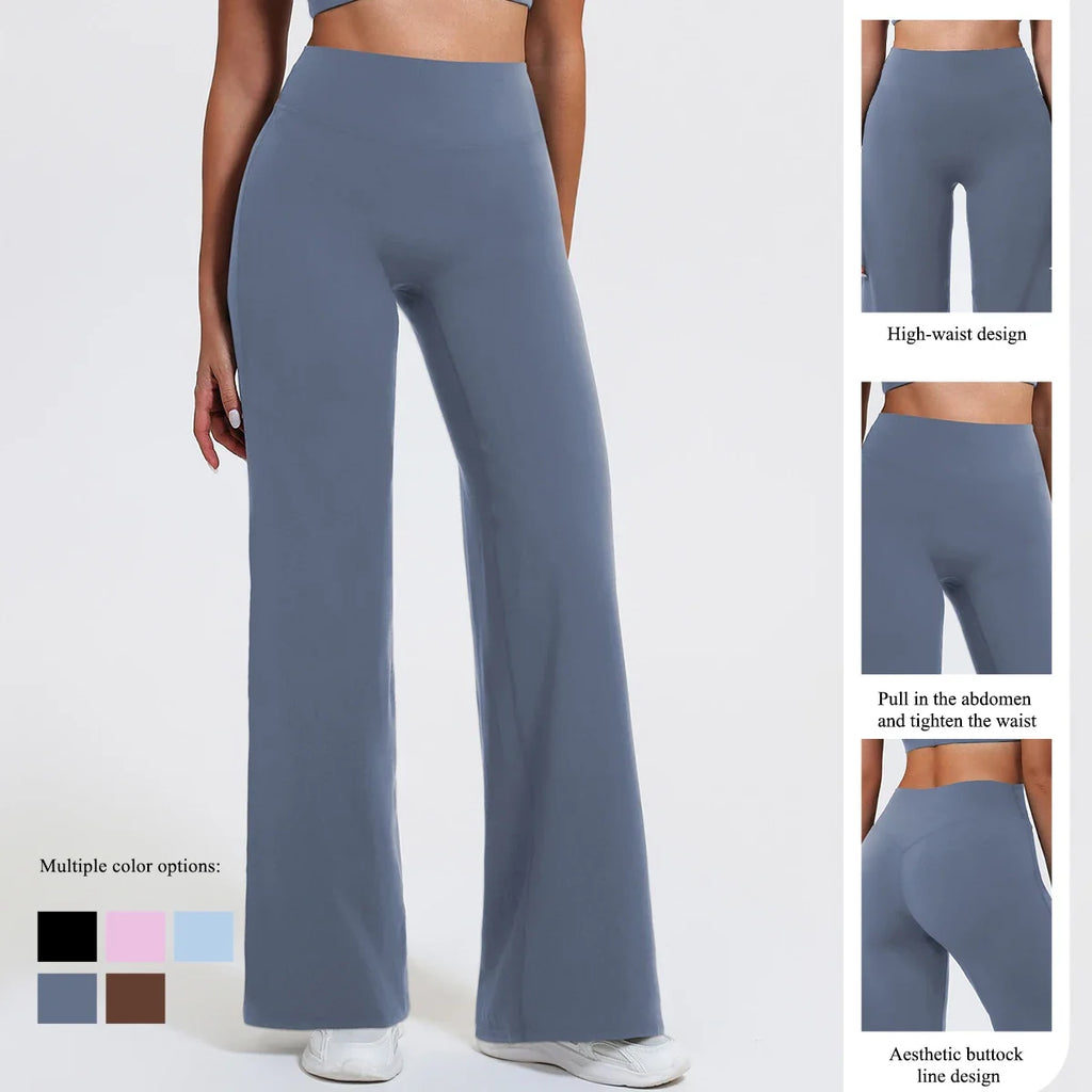 Hearuisavy Summer Straight-Leg Sports Pants Women Gym Clothing Fitness Tights Naked Feeling Compression Wide Leg Yoga Leggings