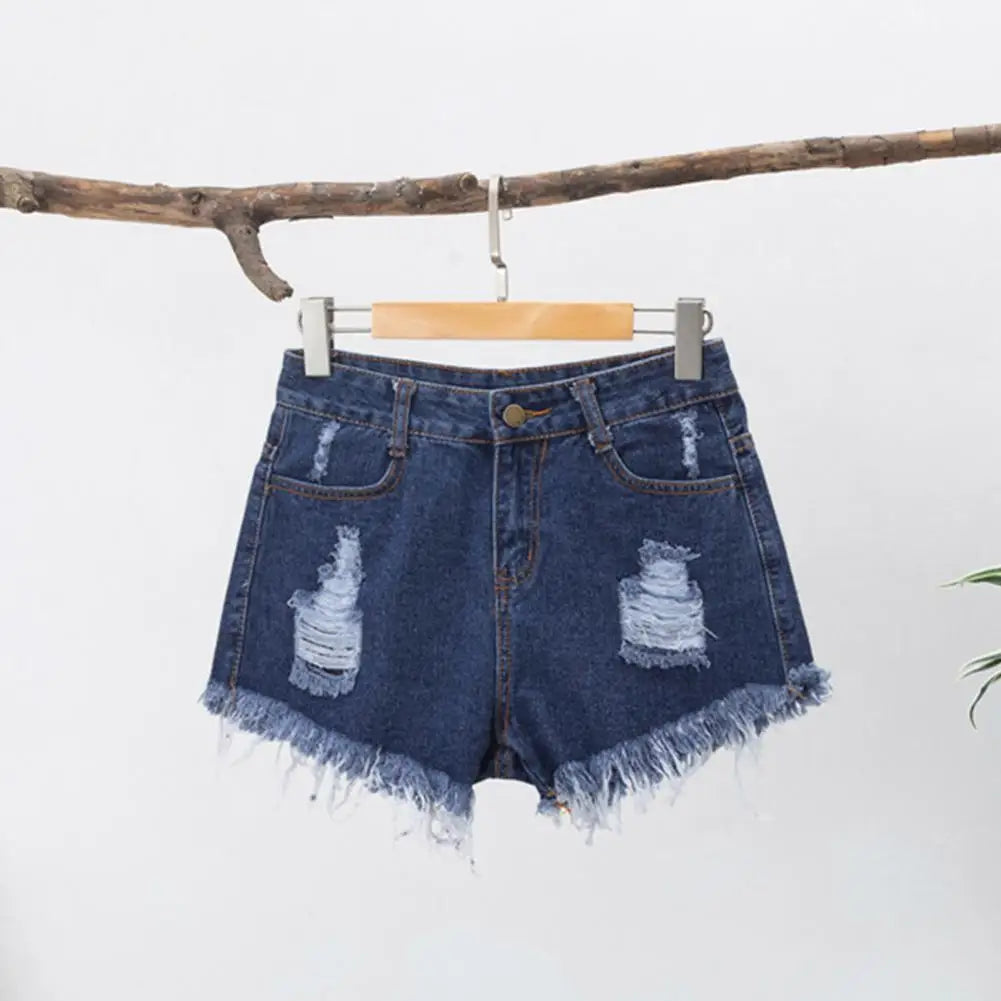 Summer Stretchy Hot Short Pants Women's High Waisted Cut Off Denim Shorts Ripped Distressed Frayed Hem Jeans Shorts