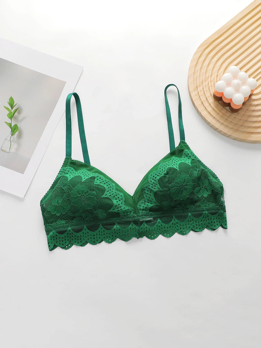 Women's sexy embroidered flower lace lingerie without steel ring gathered push up straps adjustable for daily comfort bra MR2686