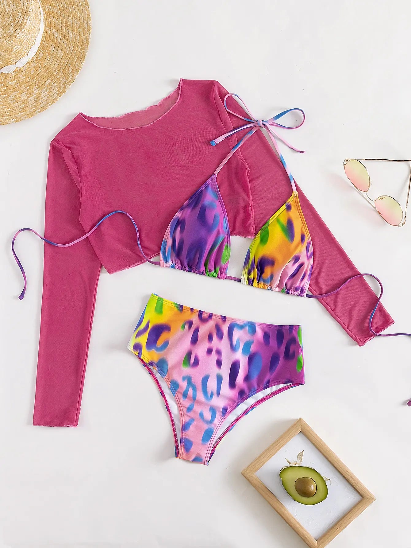 3 Pieces Leopard High Waist Bikini Triangle Swimsuit Top Halter Swimwear Women 2026 Bathing Swimming Suit Female Beachwear