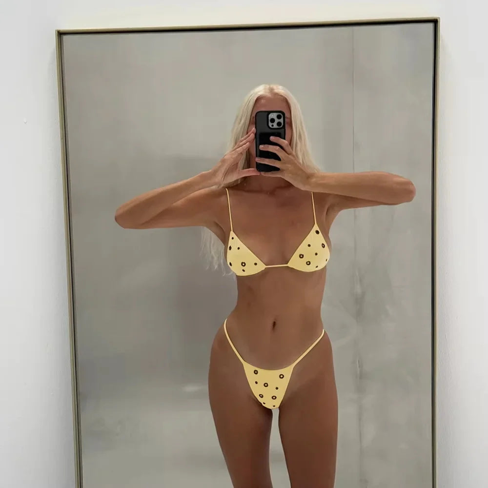 2025 Micro Bikini Halter Swimsuit For Women Sexy Swimwear Brazilian Bikini Set Thong Biquini Swim Suits Solid Beachwear Female