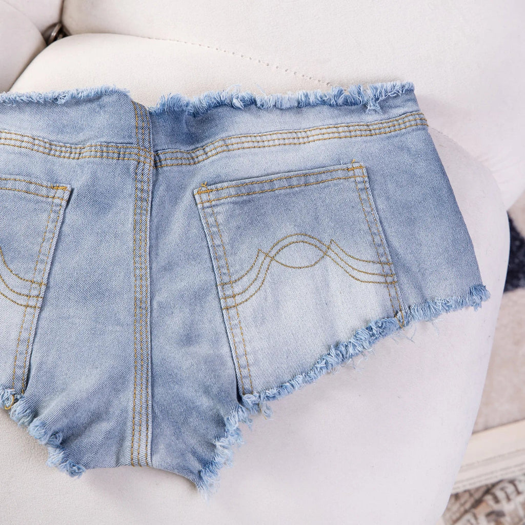 Summer Sexy Hotpants Women's Elastic Low Waist Denim Shorts Female Streetwear Club Bra Sexy Mini Jean Hot Pants Charming 13O1