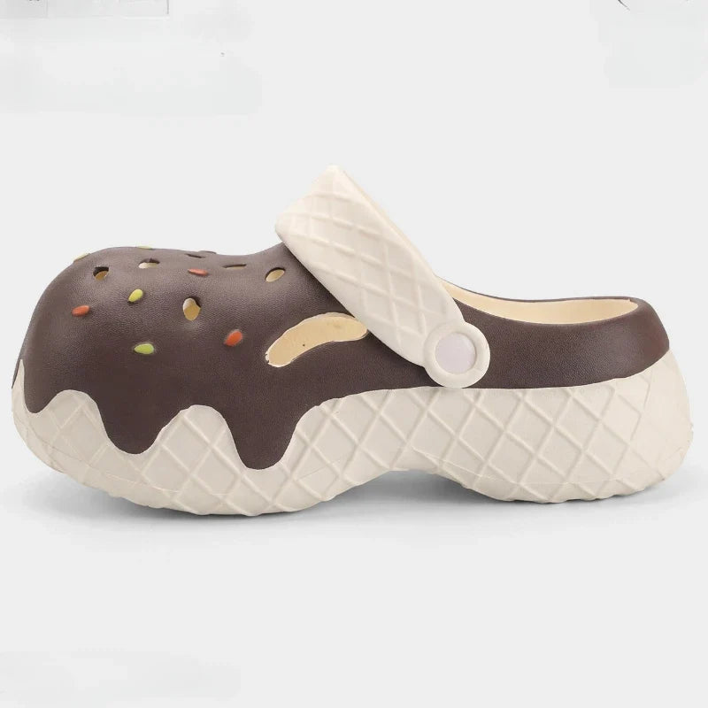 Cute Icecream Style Fashion Clogs For Women Summer Platform Shoes Thick Sole Female Home Street Slippers Girls Close Toe Sandals