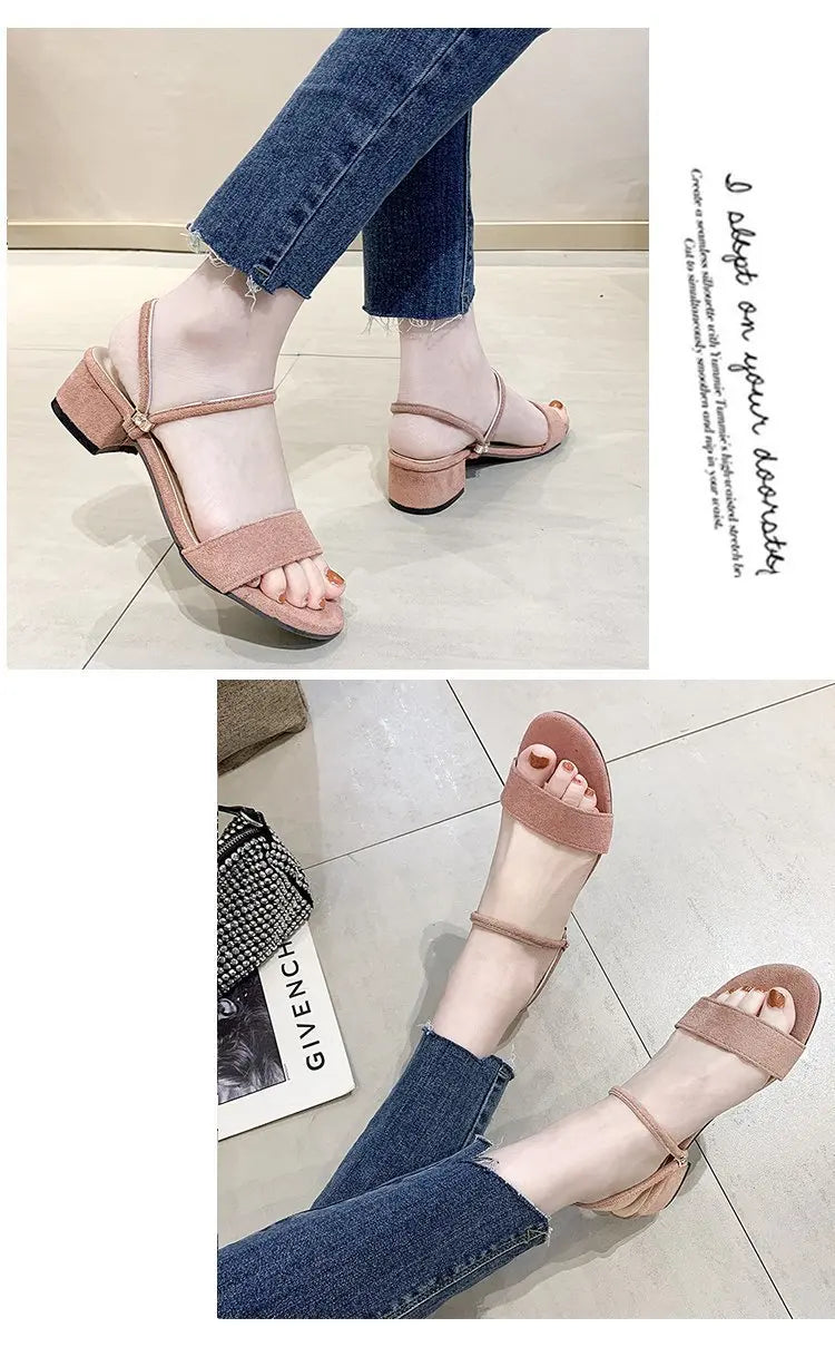 Women Sandals Chunky Heels Slides Summer 2026 Elegant Shoes Women Slipper Big Size 34-42 Fashion Summer Sandal Women