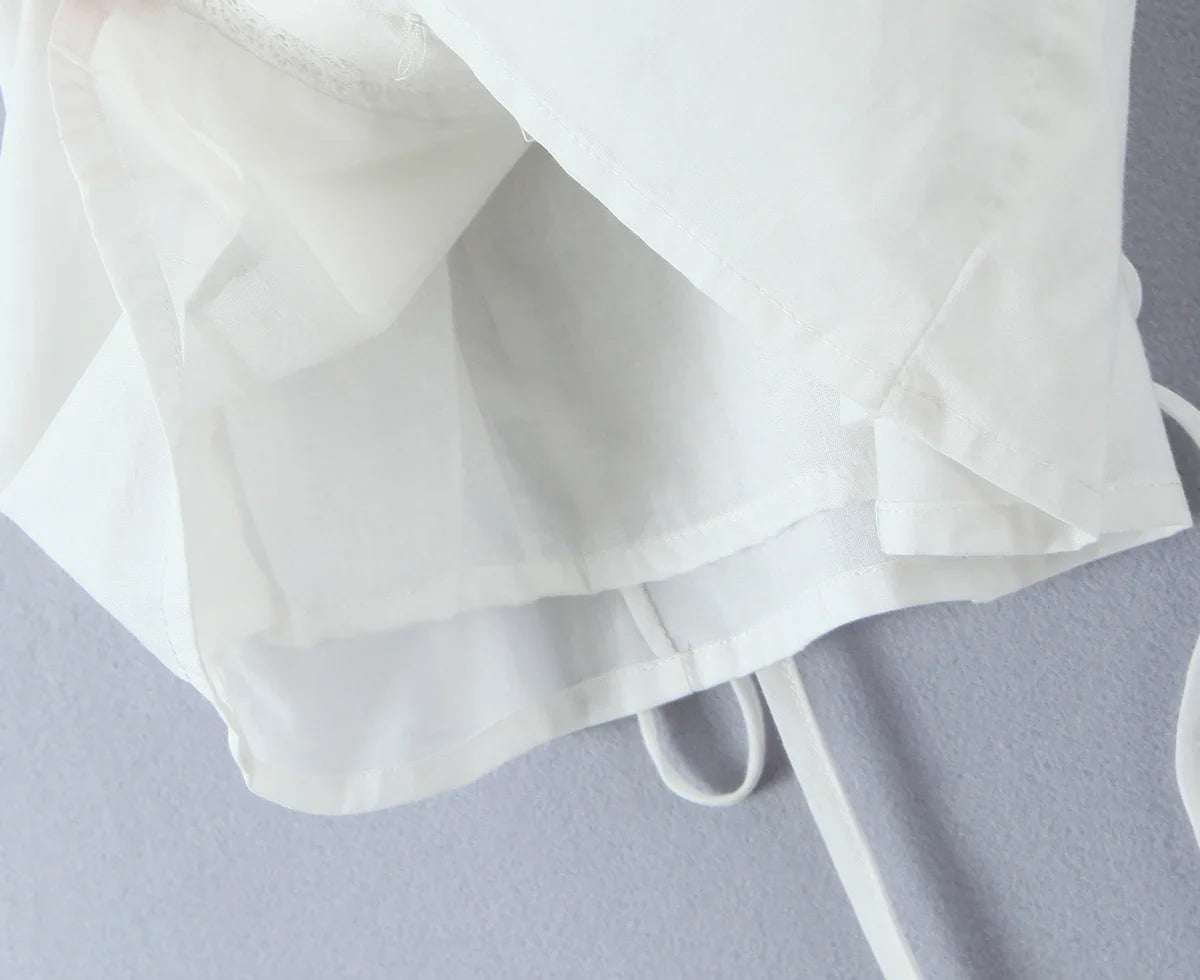 Foridol White Cotton Women Summer Crop Tops Lace Patchwork Short Female Tops Puff Sleeve Square Collar Slim Top Blouse 2025