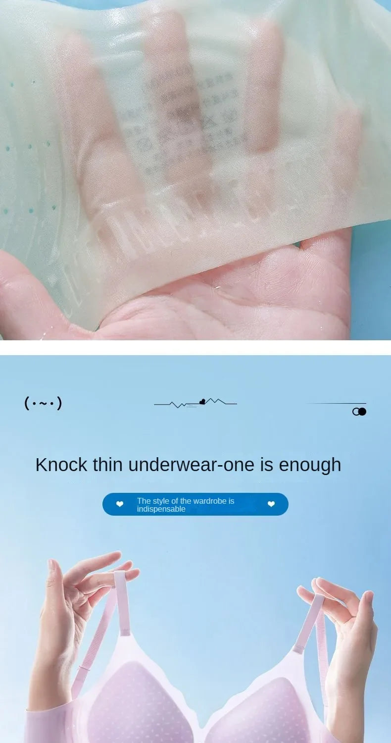 Ultra-thin Ice Silk Seamless Underwear Women's Small Breast Gathering Wireless Breast-Reducing Cooling Beautiful Back Bra