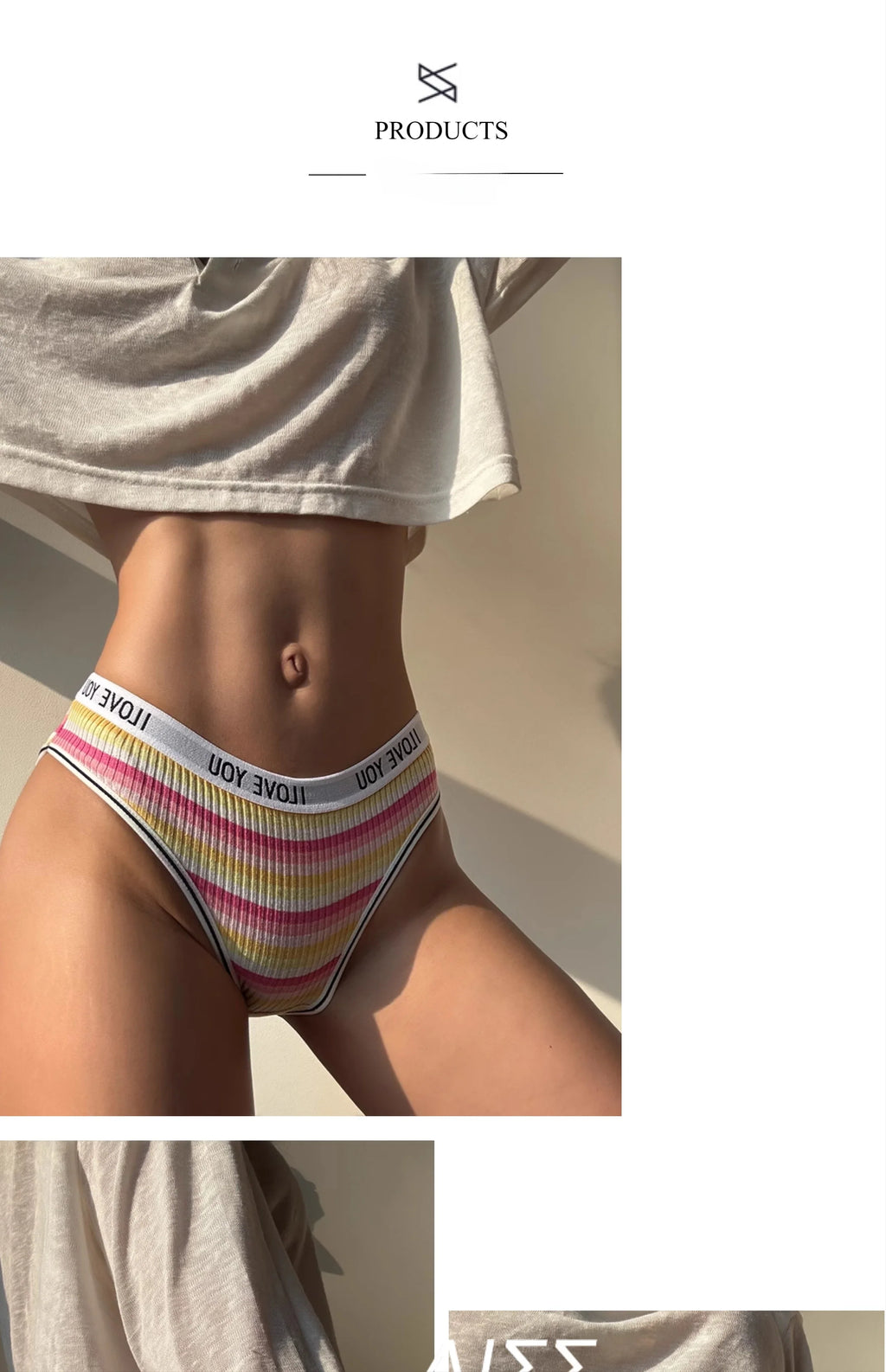 1PC Rainbow Striped Sports Seamless Underwear for Women Mid Waist Letter Belt Breathable Panties Soft Daily Cotton Briefs