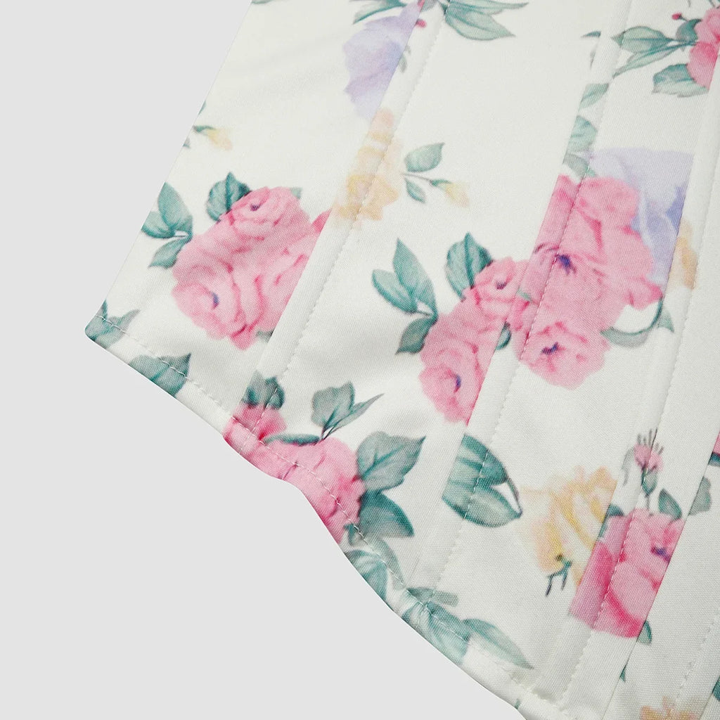 Summer Women Floral Y2K Crop Tops Printed Sleeveless Fishbone Corset Woman Sexy Backless Slim Strapless Streetwear Camisole