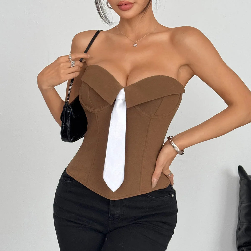 Spring Summer Women's Tank Top 2026 New Sexy Strapless Crop Top Fashion American Style Fishbone Corset Lady Night Club Camisole