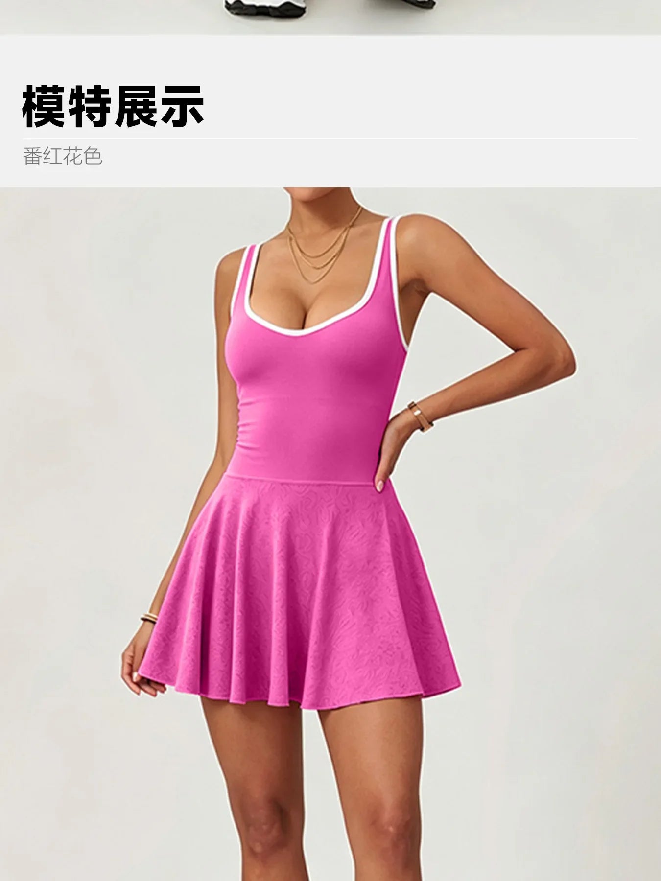 Naked Breathable Tennis Dresses with Built-in Pocket Shorts Women Color Contrast Hollow Out Backless Sports Golf Pleate Dress