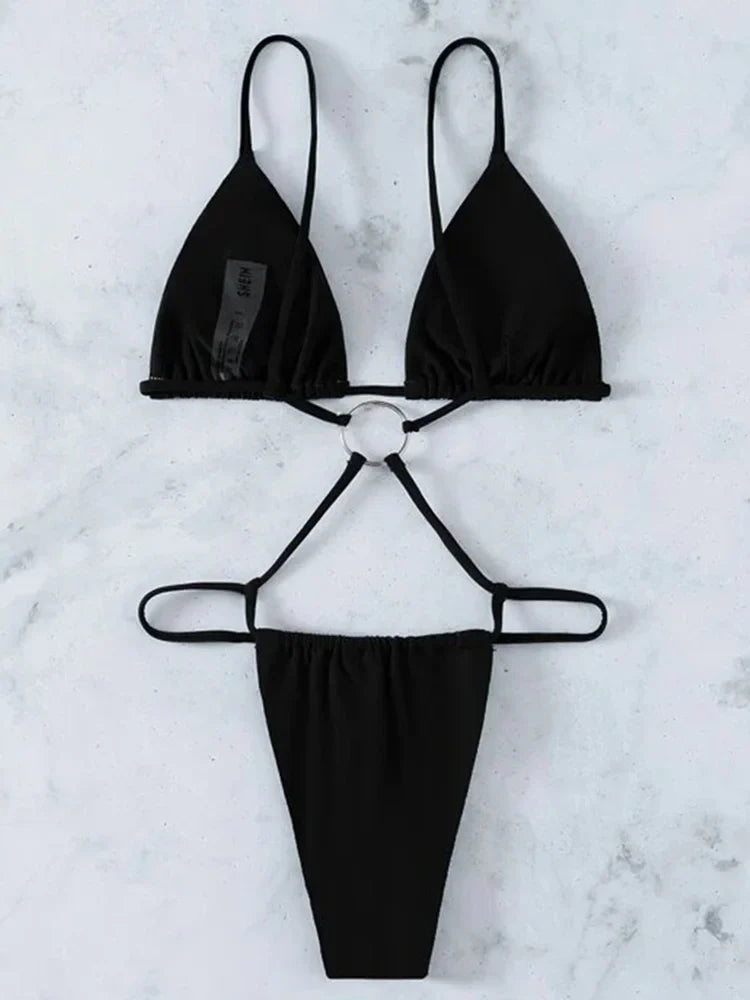Sexy Extreme Mini Micro String Women Swimwear One Piece Swimsuit Female Cross Backless Monokini High Cut Bathing Suit Swim Lady