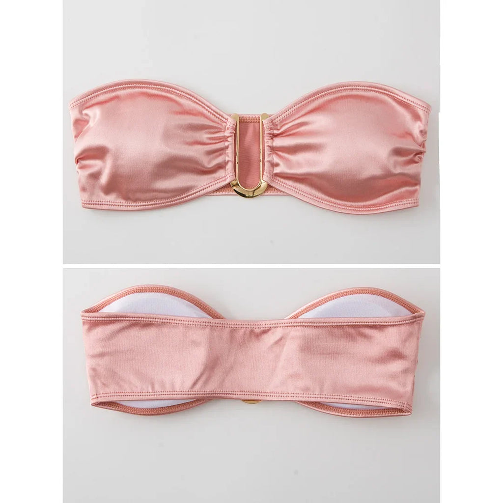 13 Color 2026 New Sexy Bandeau Bikini Women Swimwear Female Swimsuit Two-Pieces Bikini Set Padded Bather Bathing Suit Swim V4647