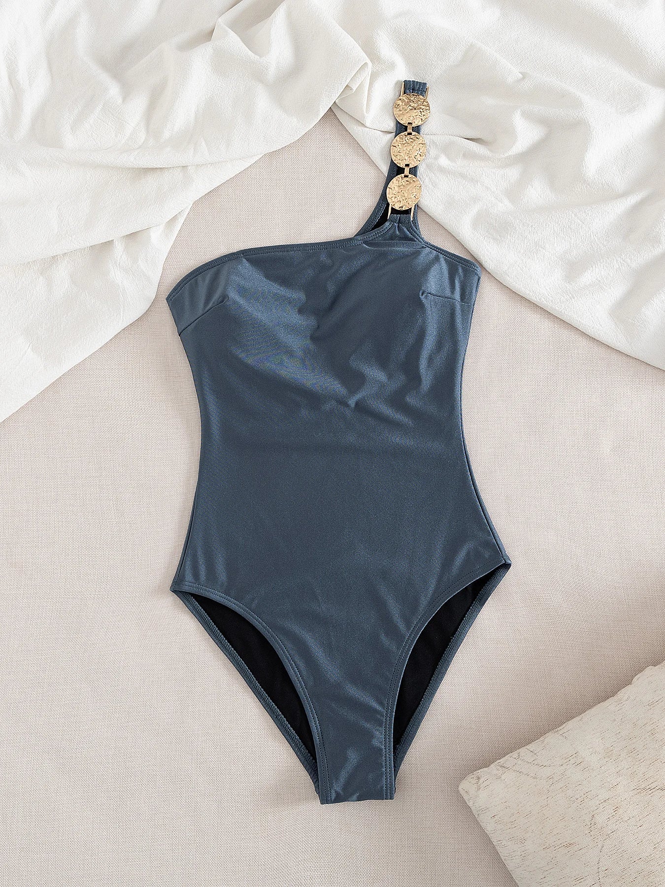 Sexy Woman Swimsuit Summer Set Female Biquini Ladies Swimwear 2026 New Shiny One-Shoulder Backless One Piece For Vacation