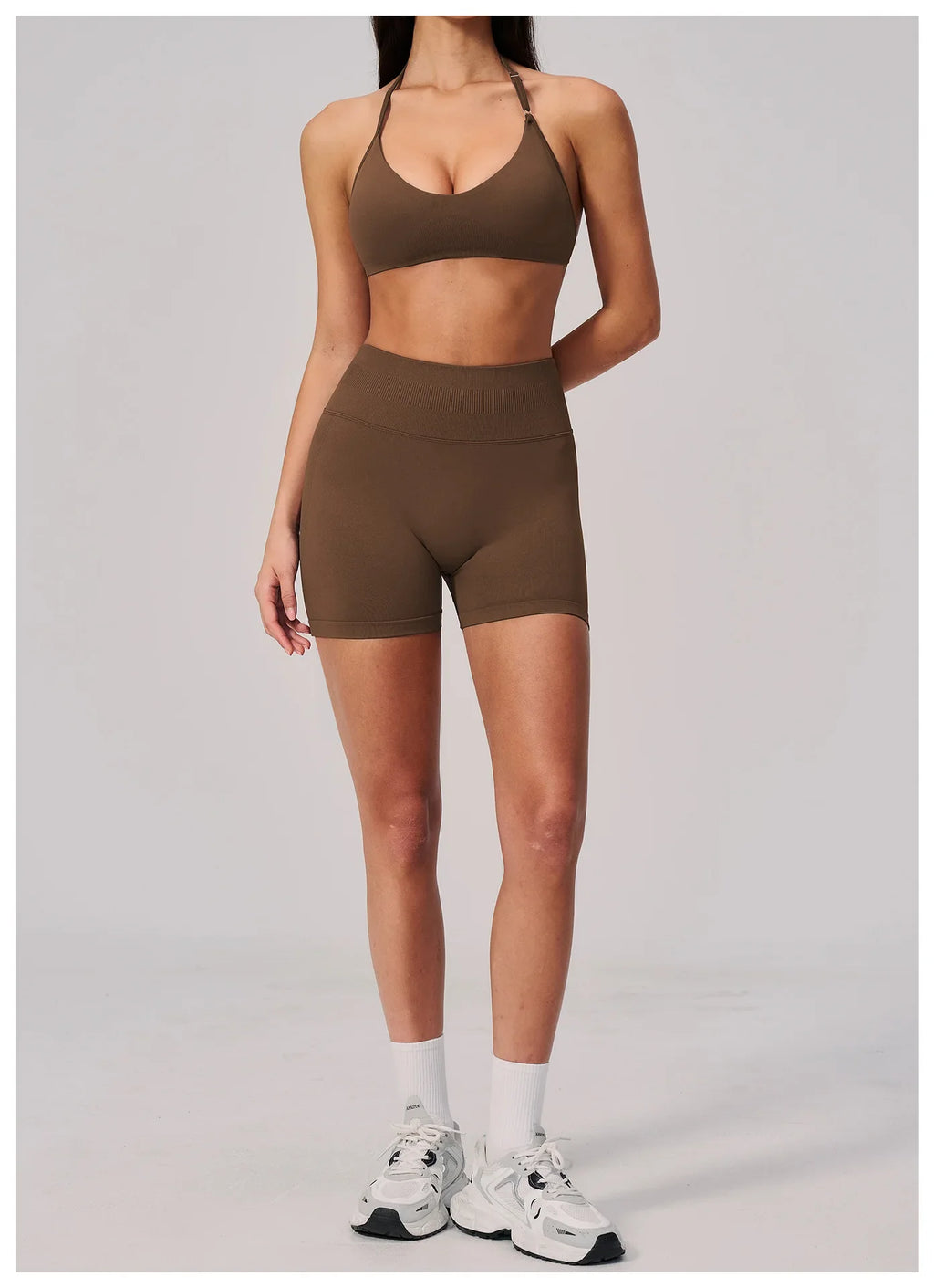 2 Pieces Seamless Yoga Sets Women Solid Color Sports Bra Tight Fitting Peach Buttocks Shorts Fitness Suit Gym Running Tracksuit
