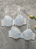 Ladies' New Sexy Thin Version With Steel Rim 3/4 Cup Knitted White Lifting And Gathering Two-Piece Set MR2562