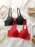 Women's smooth solid color sexy lingerie with steel rims gathered push ups adjustable shoulder straps comfortable bra B2089