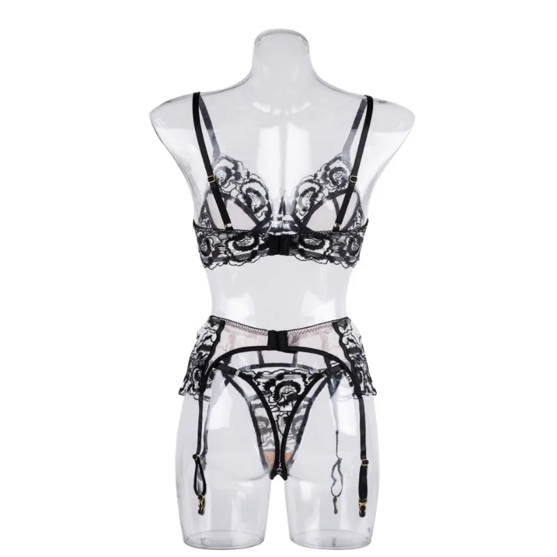 Toucheart Sexy Lingerie Set Mesh Lace Patchwork Sexy Underwear with Ring Waist Seal Women's Underwear Exotic Style Sexy Suit New