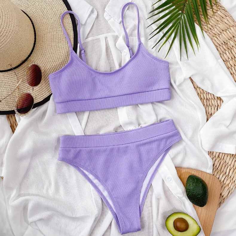 8 Colors Sexy Bikini Women Push Up Swimwear Swimsuit High Waist Solid Bikinis Set Bathing Suit Beach Bikini Female Bikinis Mujer