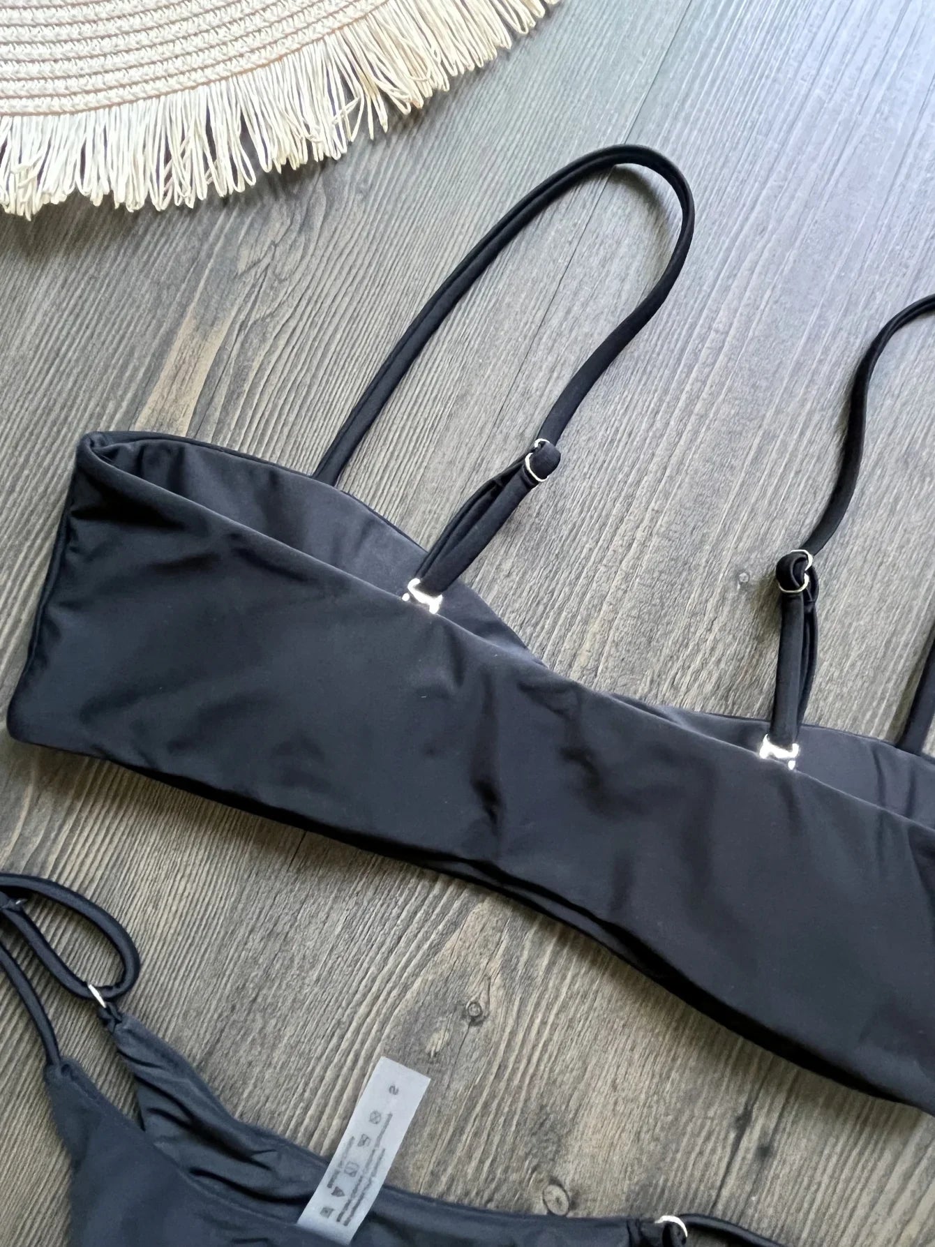 Black rhinestone process bikini sexy thong split swimsuit 2-piece beach set