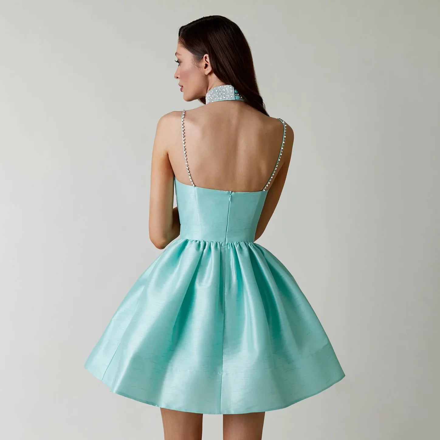 Party Dresses For Women Diamond Spaghetti Strap Solid Color Low Cut Sexy Mini Evening Dress Fashion Elegant Banquet Chic Vestido