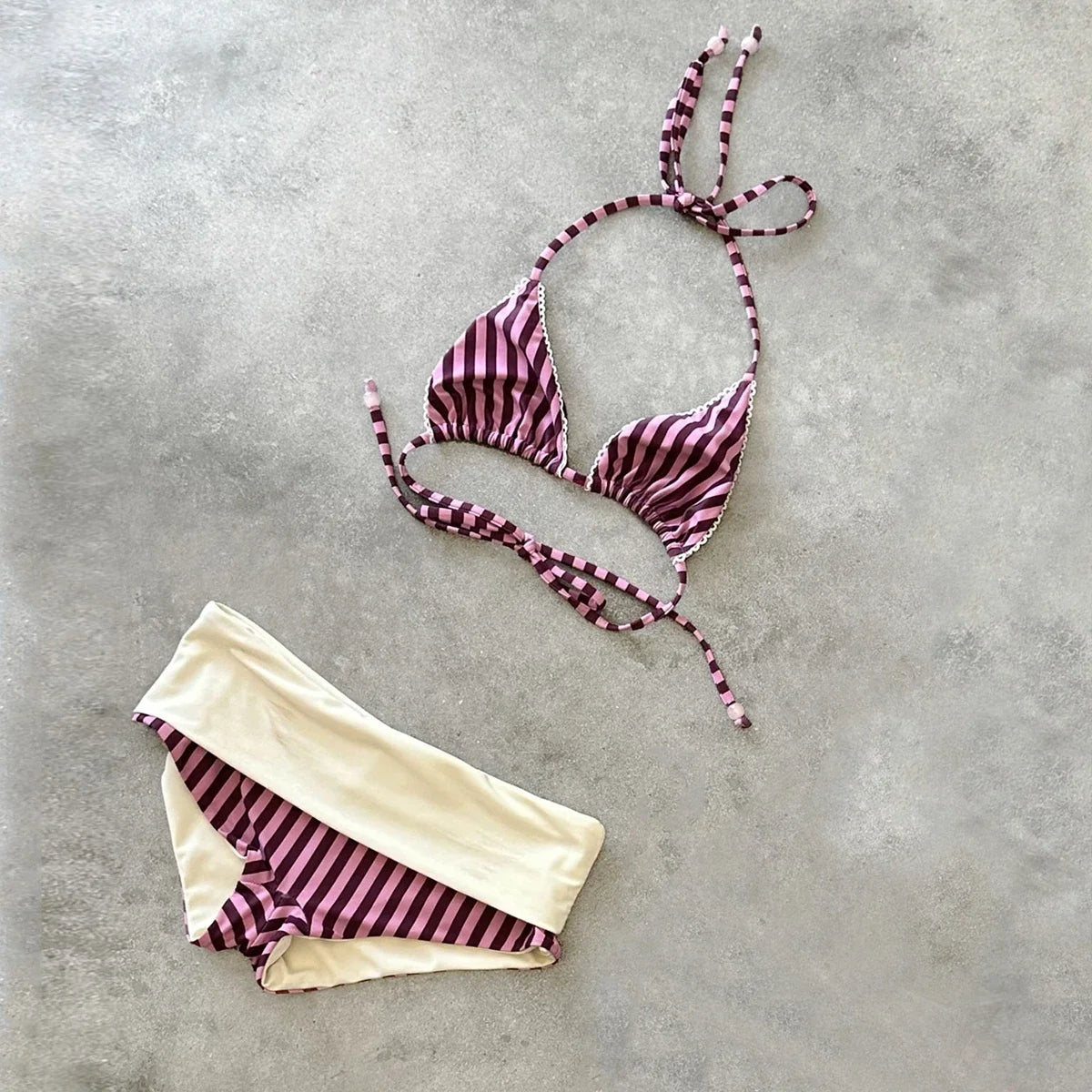 Striped Two Pieces Bikini Swimsuit with Cover Up Swimwear Women Bathing Suit Short Pants Micro Bikini Set Swimming Suits Biquini