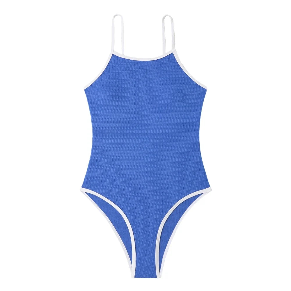 2026 One Piece Swimsuit Solid High Cut Swimwear Women Bathing Suit Female Swimming Summer Beachwear Bodysuit