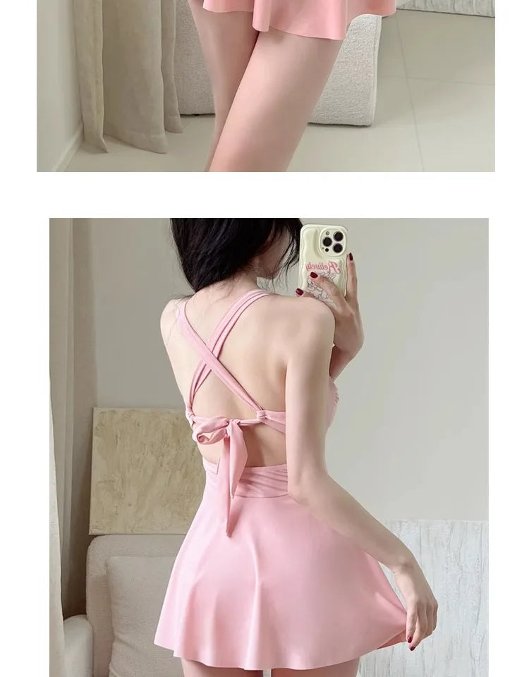 Summer New Women's One-piece Swimsuit, with Exposed Back, Slim and Sexy, Collection of Fairy Style Hot Spring Swimsuits