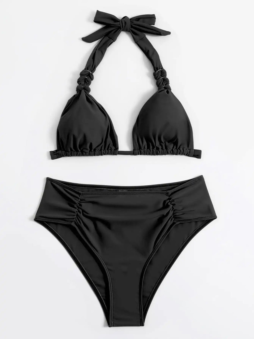 2024 Sexy Bikinis Women Brown Halter Brazilian Swimsuit Female Pleated Bikini Set Black Push Up Swimwear Beach Wear Bathing Suit