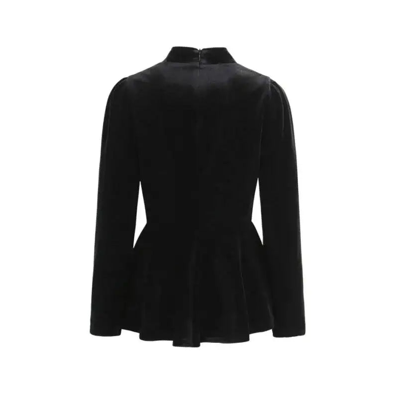 French-style Elegant Stand-up Collar Tie-waist Slim-fit Pleated Long-sleeve Shirt For Women With Waist Lace Cake Skirt QXS5