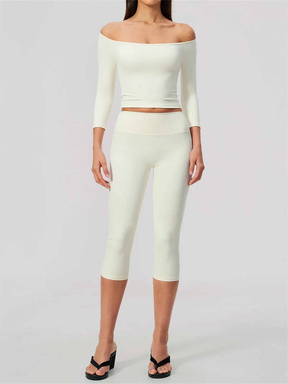 Fashion Mid Sleeve T-shirt Yoga Suits Tight Fitting Slim Sports Tops High Waist Peach Hip Mid Pants Gym Running Fitness Outfits