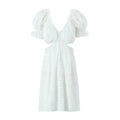 Foridol White Lace Cotton Dress V Neck Off Shoulder Sexy Beach Short Dress Summer Women Buttons Cut Out Mini Beach Sundress 2025