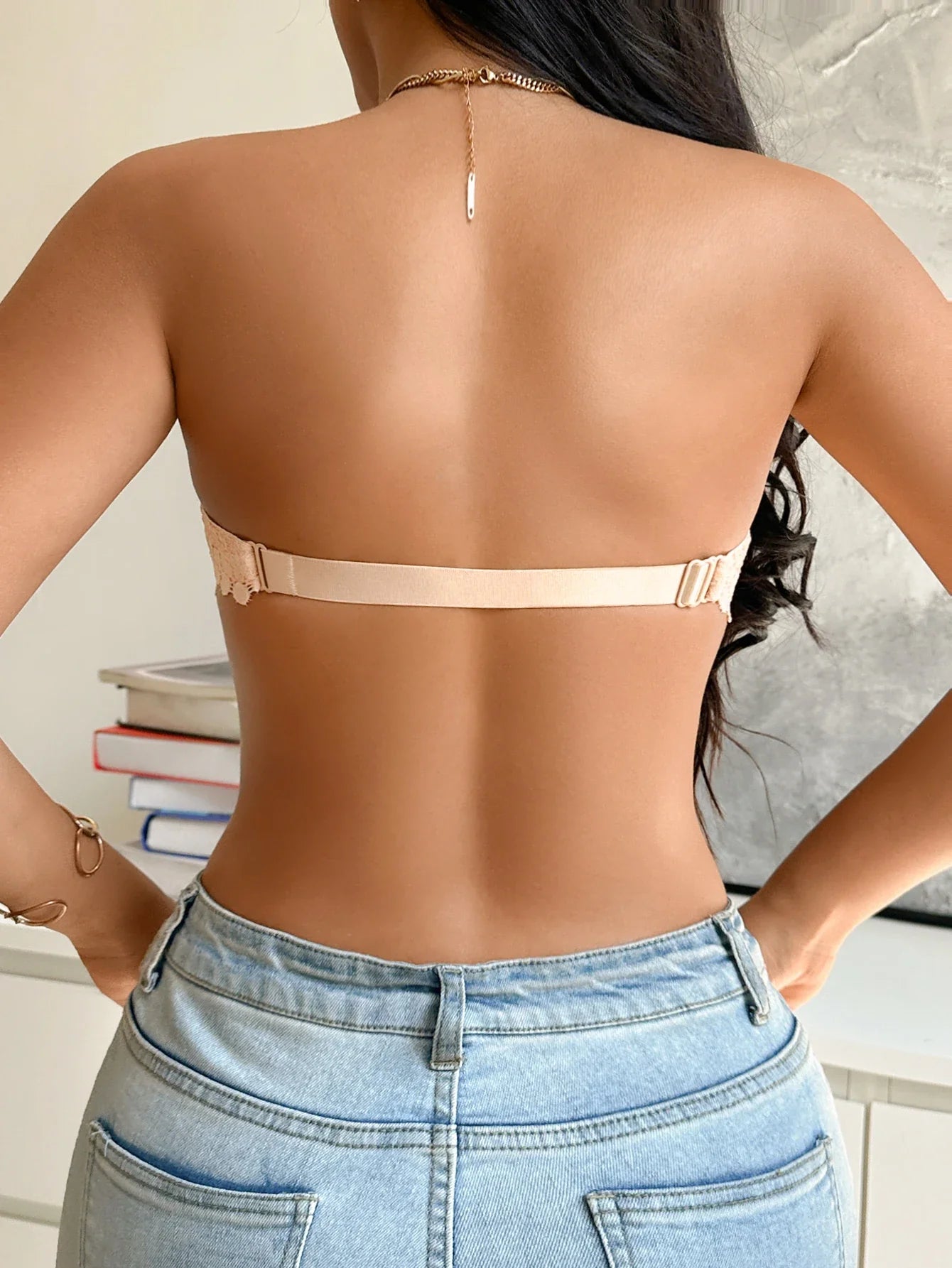 3Pcs Women Half Cup Lace Strapless Bra Adjustable Non-slip Off Shoulder Underwire Support Front Buckle Push Up Brassiere XS-L