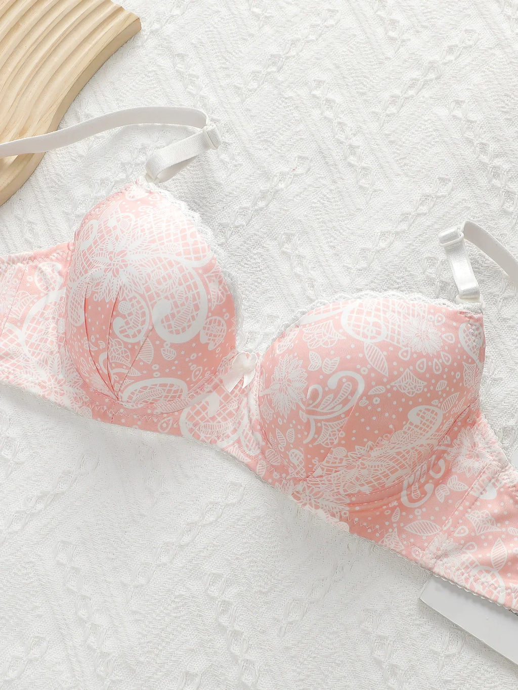 Women's 2-piece Sexy Bra With Printed Pattern And Steel Ring Gathered Push Up Bra Women's Daily Close Fitting Casual Bra A3154