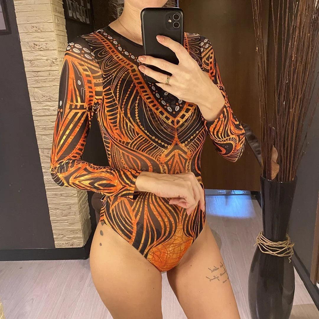 S - XXL 3PCS New Printed Long Sleeve With Pants Sarong Women Swimwear One Piece Swimsuit Female Bather Bathing Suit Swim V7180