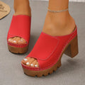 Women Sandals Open-Toe High-Heel Slippers Summer Fashion Outdoor Wear Sandals Slip-On Big Size Shoes Women