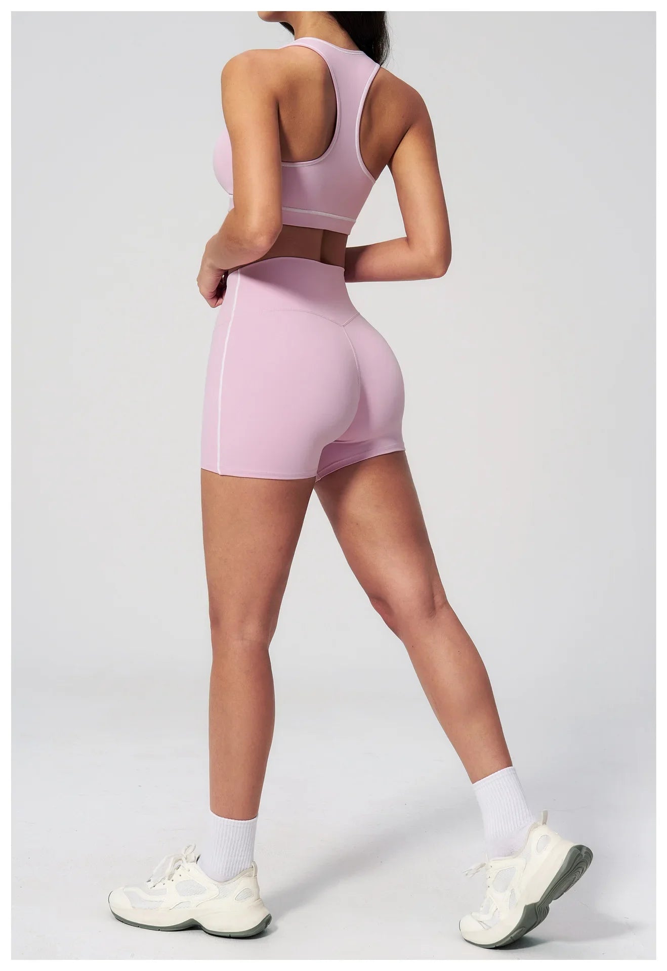 Summer New Color Contrast Yoga Set Women Tight I-shaped Back Sports Bra Versatile Fitness Suit High Waist Shorts Workout Clothes