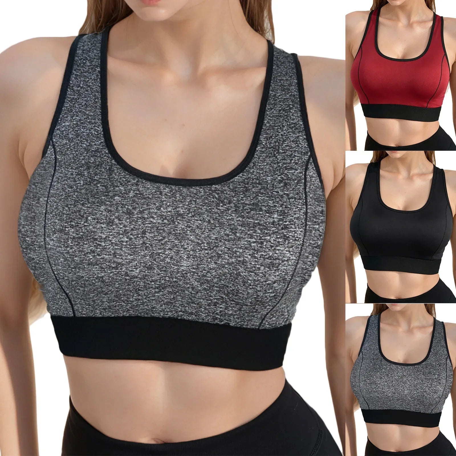 Women Racerback Sports Bra Seamless High Impact Support Fitness Yoga Brassiere Shockproof Workout Running Gym Underwear Bralette