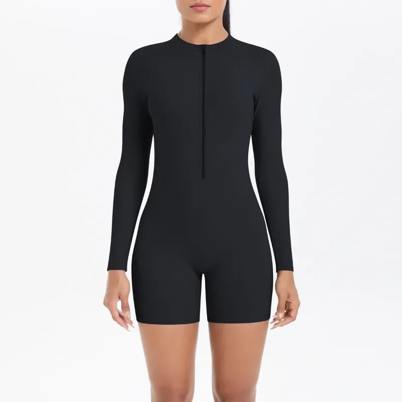 Women's Yoga Jumpsuits Sports Fitness Backless Half Zipper Peach Hip-Lifting Naked Feel Gym Running Workout One-Piece Bodysuits