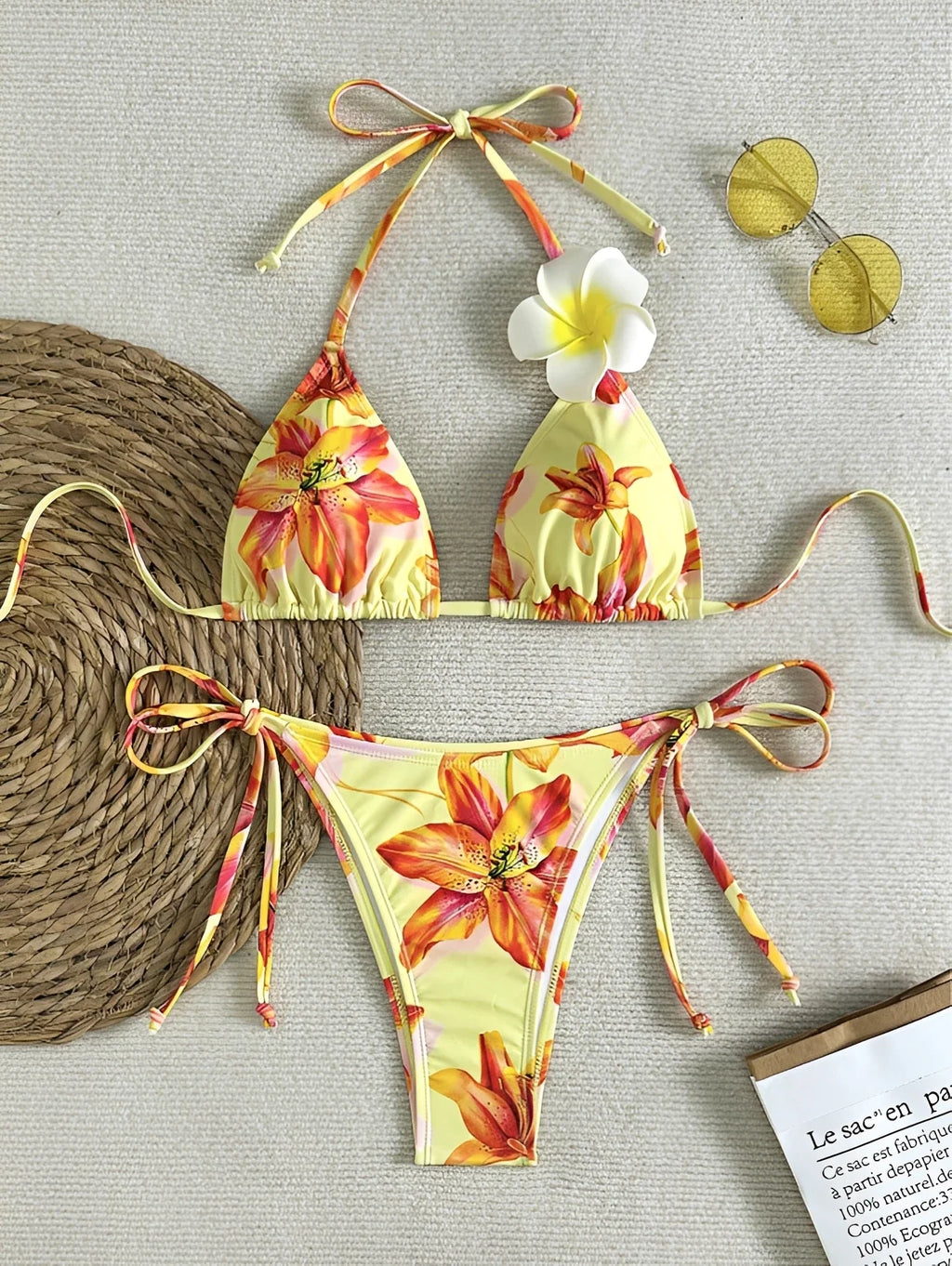 2026 Halter Triangle Bikinis Printed Swimsuit Women Sexy String Swimwear Female Bathers Swimming Bathing Swimming Swim Suit