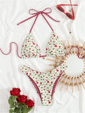 Sexy White Floral Print Micro Bikini 2026 Women Push Up Bra High Waist Swimsuit Beach Bathing Suit Holiday Two Piece Swimwear