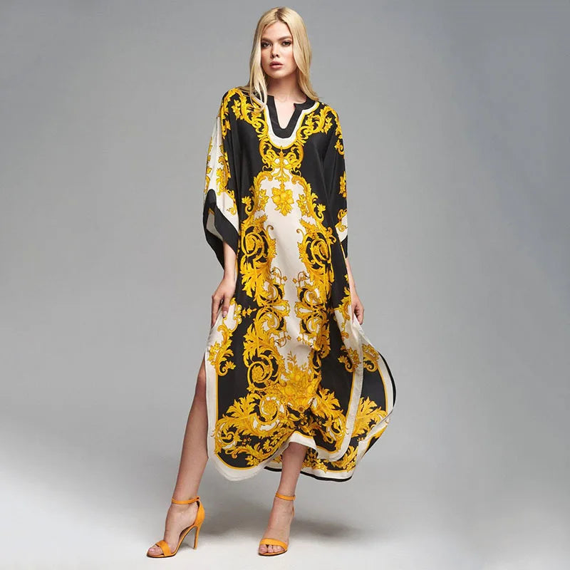 2026 Women Swimsuit Beach Cover Up dress Sleeve Kaftan Beach Tunic Long Pareos Bikinis Cover ups Summer Robe Plage Beachwear