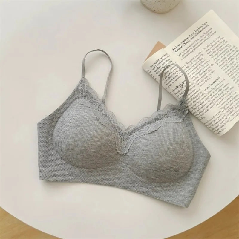 Comic Chest Bra No Underwire European Thin Straps Summer Women Lace Gathering Push Up Seamless Bras Japanese Style Natural Look