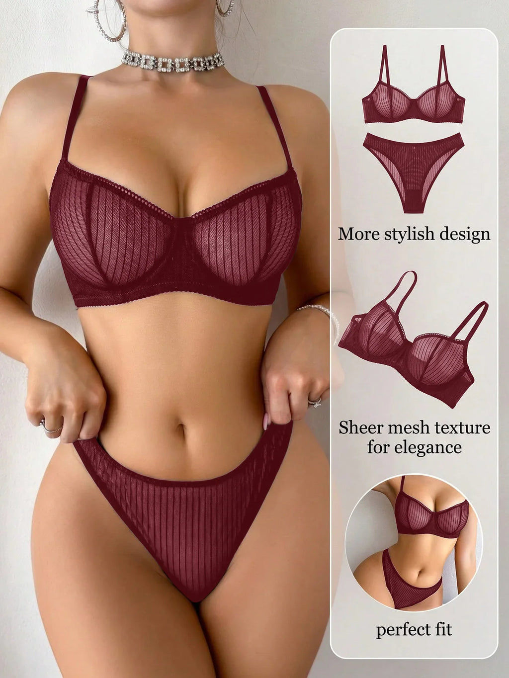New Fashion Red lace set pretty Underwire set  Party is eye-catching lingerie Set stripe solid color Women set MR2864