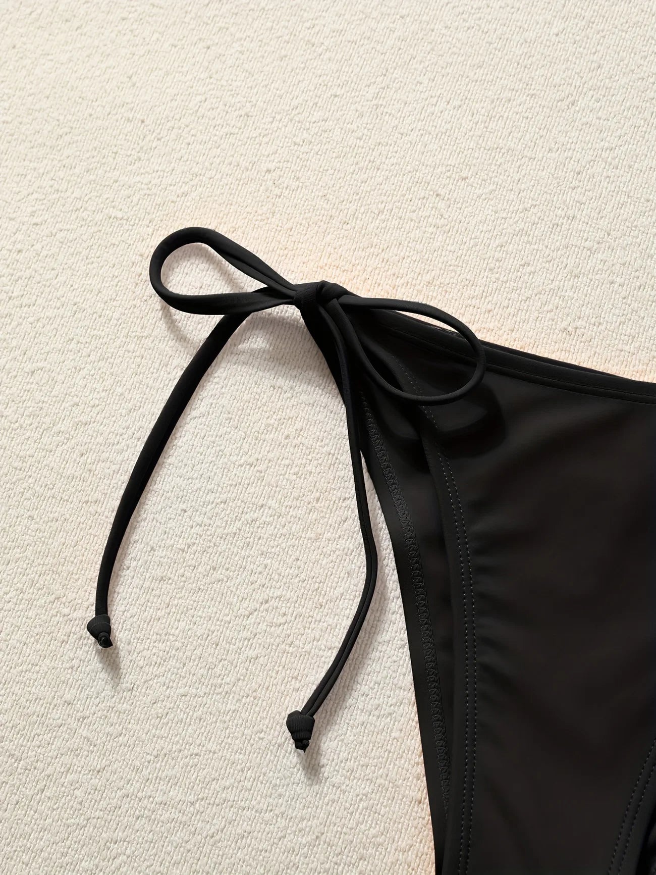 Women Bikini Set Solid Color Triangle Halter Neck Tie Side Two Piece Swimsuit Adjustable String Swimwear for Beach Vacation