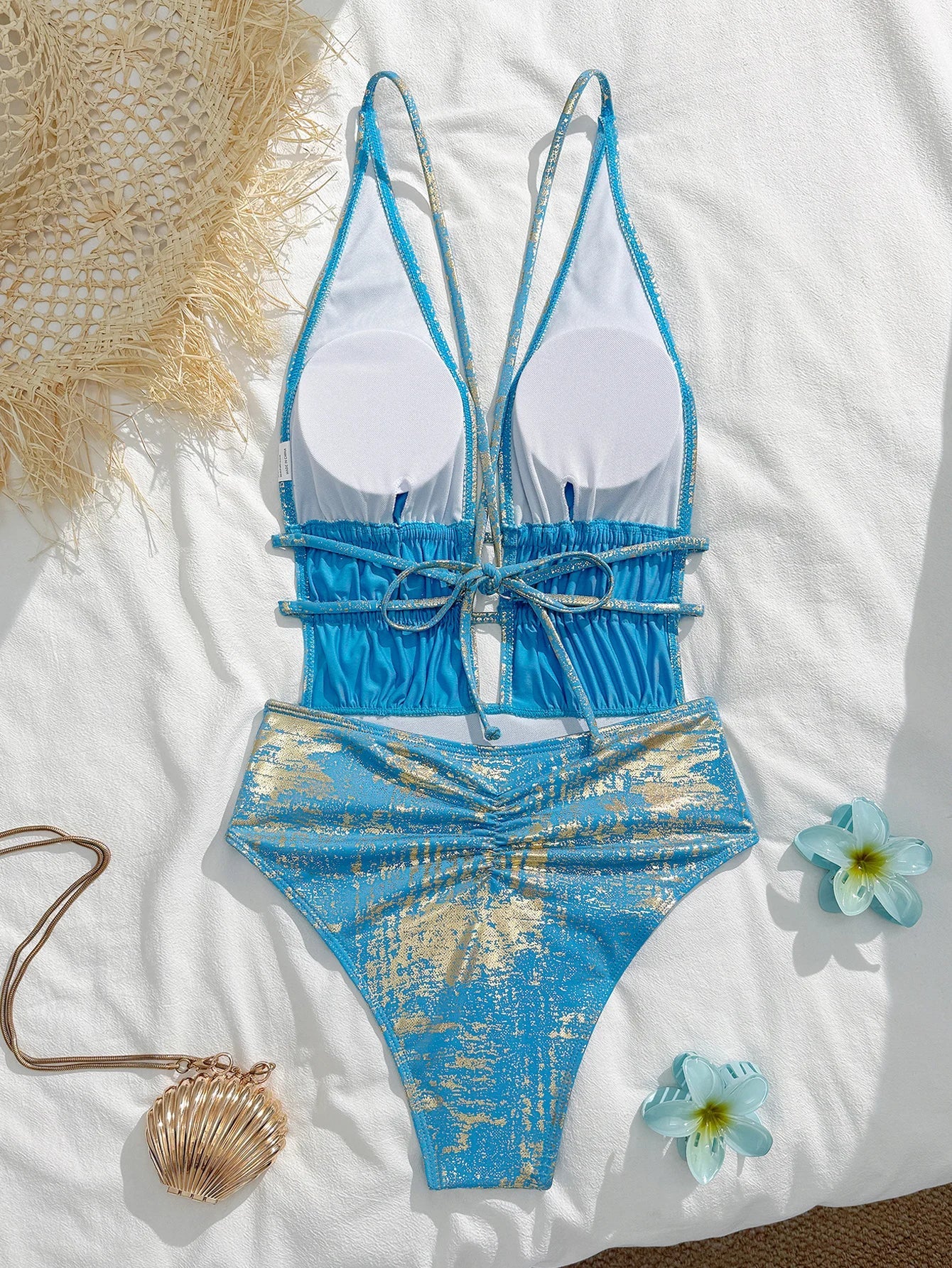 2026 V-neck Swimsuit Women One Piece Solid Printed Monokini Swimwear Female Sexy Bathers Bathing Swimming Swim Suit Beach Wear