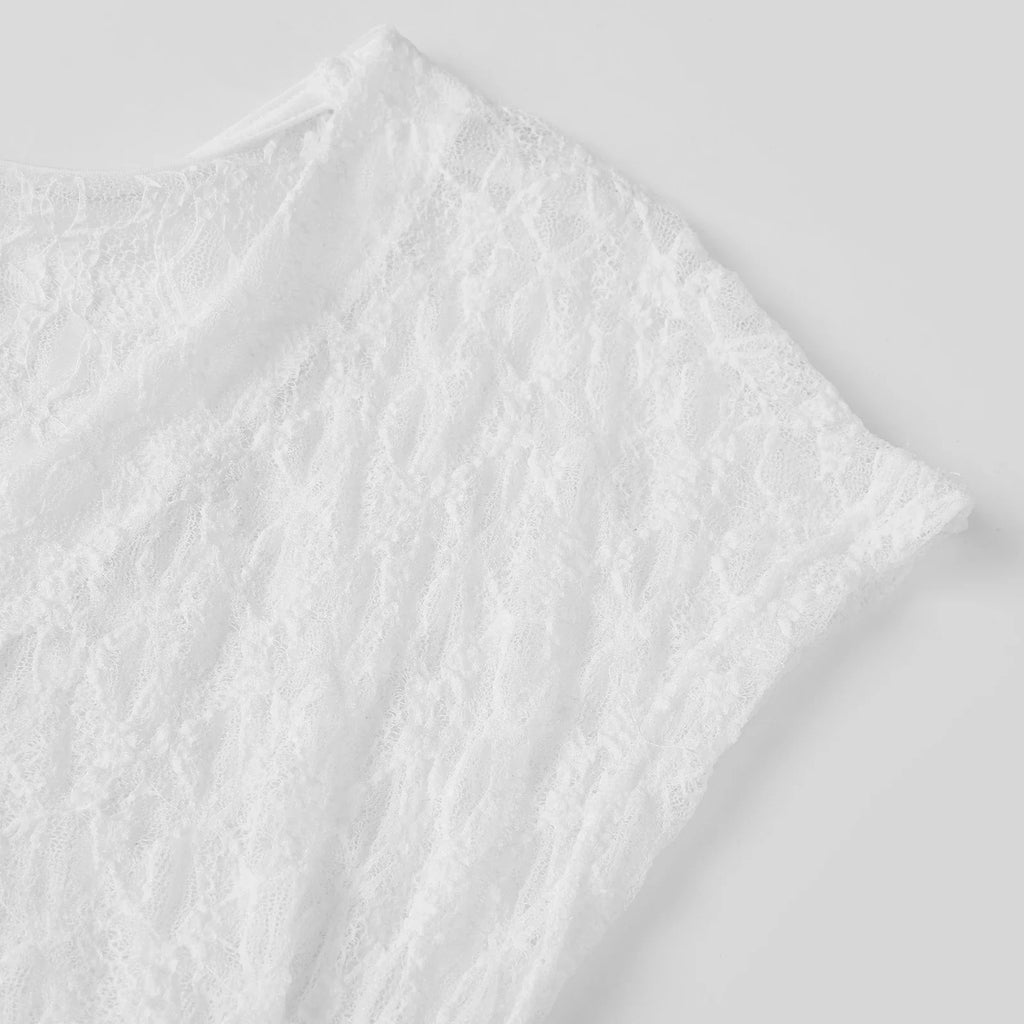 Women Summer Sheer Lace Tops Slim Fit V Neck Cap Sleeve Ruched Slim Crop Shirts Going Out Office Party Sexy T-shirt