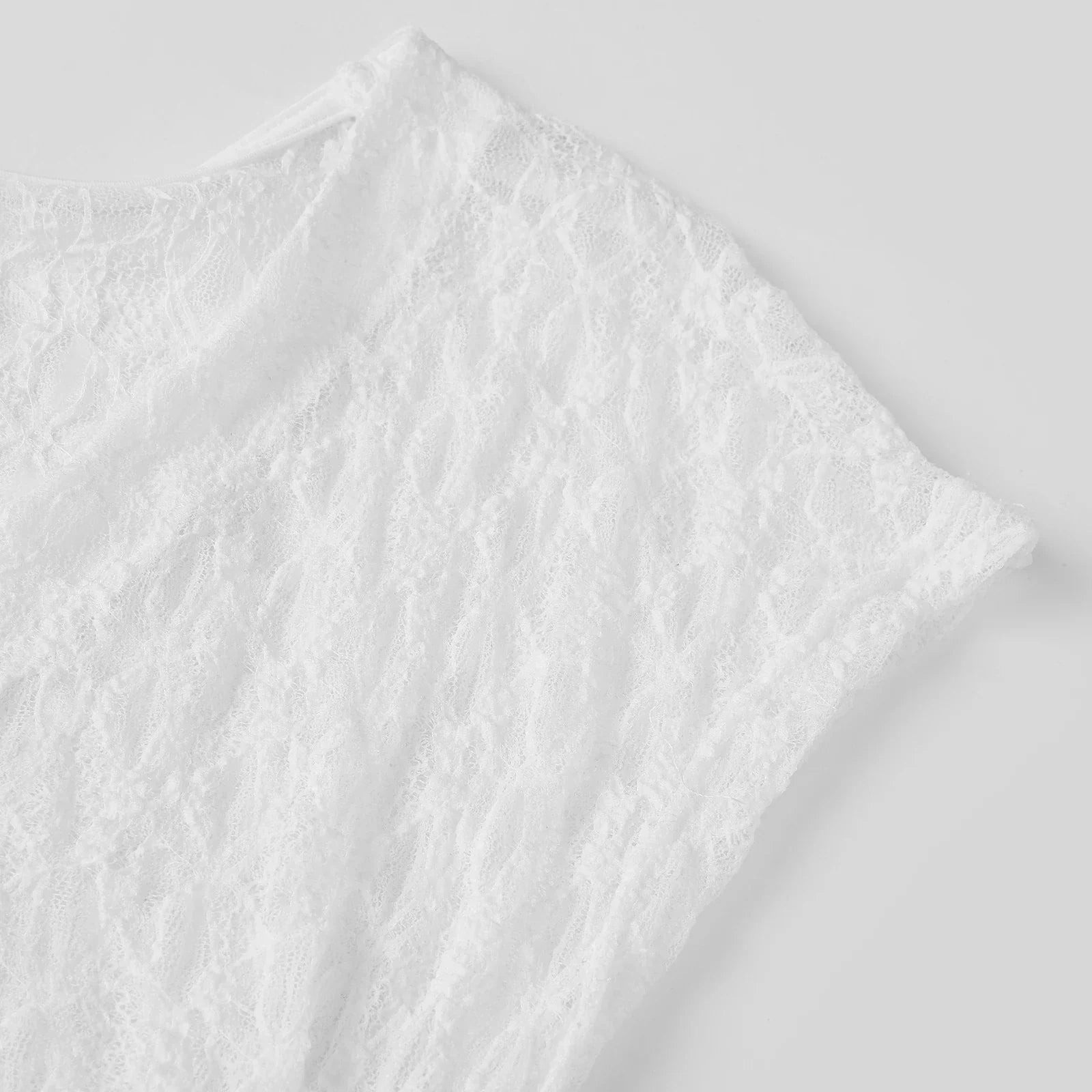 Women Summer Sheer Lace Tops Slim Fit V Neck Cap Sleeve Ruched Slim Crop Shirts Going Out Office Party Sexy T-shirt