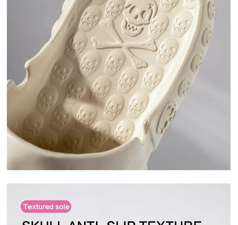 New Personalized Skull Design Men Slippers 2024 Summer Outdoor Fun Slides Thick Bottom of Beach Non-slip Leisure Women Sandals