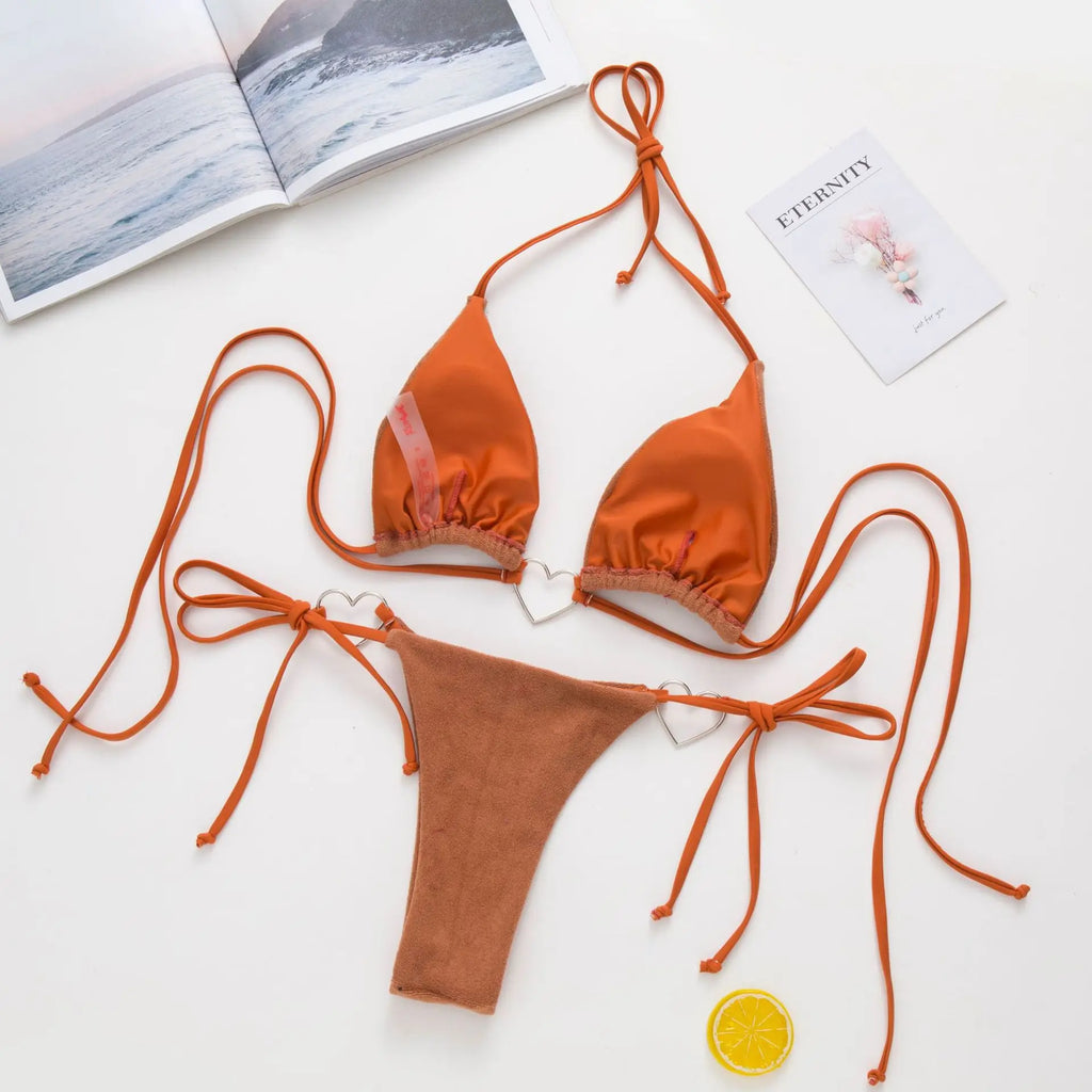 DEKA Brazilian Cross Bandage Bikini Set Women Lover Swimsuit Halter Swimwear Push Up Bikini Beachwear Sexy Bathing Suit